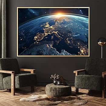 Amazon.co.jp: 絵画 宇宙から見た地球上のヨーロッパインテリア 絵画