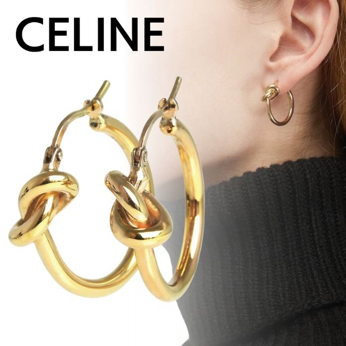 ◇すぐ届く◇【CELINE】ノット スモールフープ ピアス Giftに